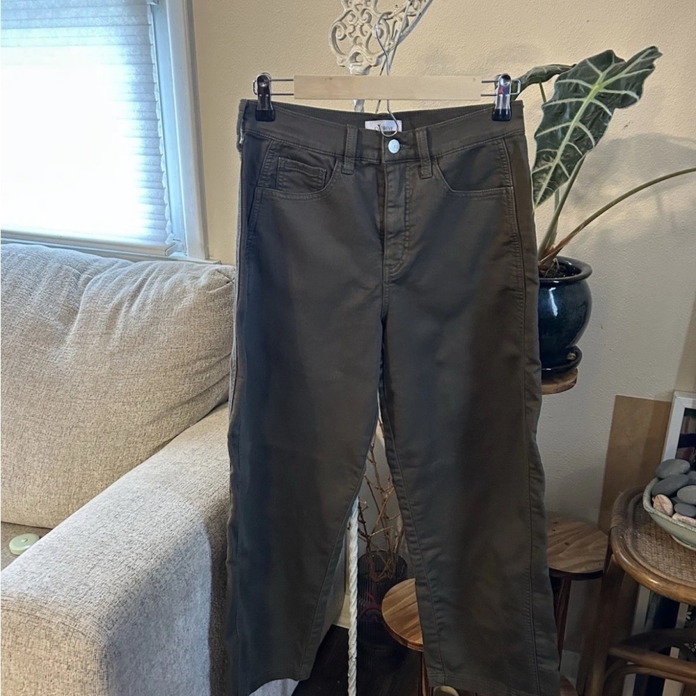 Evereve The Utility Wide Leg Pant Green Size 27 Cargo Chino Trouser